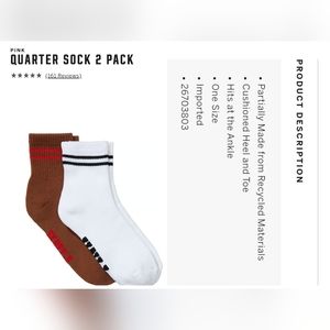 Victoria's secret pink 2 pack quarter socks